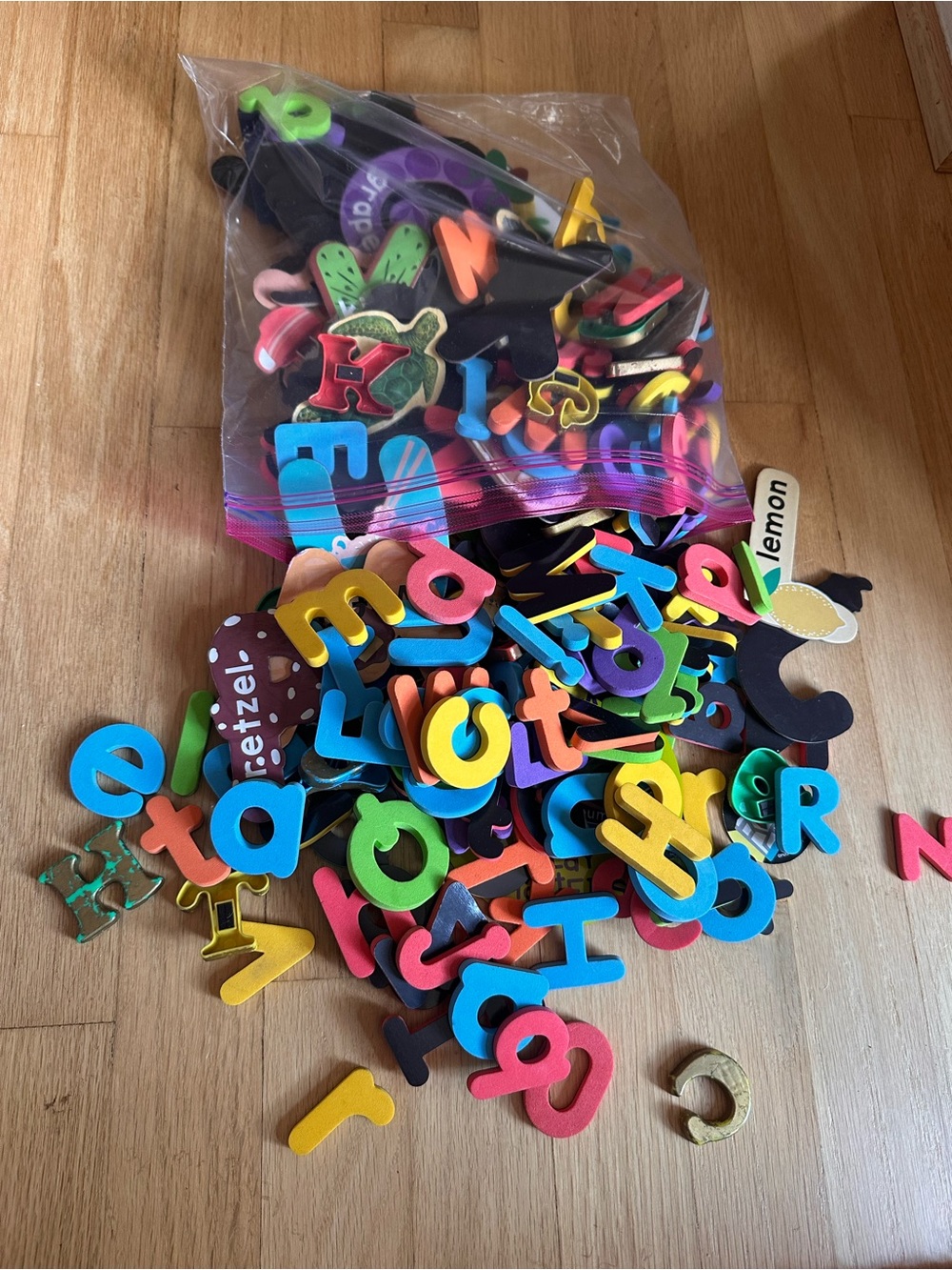 Gallon bag filled with  magnetic  Foam Alphabet Letters and numbers